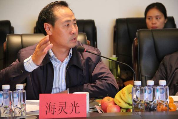 海南省內(nèi)蒙古商會會長、內(nèi)蒙古農(nóng)牧業(yè)產(chǎn)業(yè)化龍頭企業(yè)協(xié)會海南辦事處主任海靈光介紹對接情況.JPG